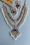 Buy_The House Of Aqua_Gold Plated Pearls, Stones Moissanite Layered Necklace Set _at_Aza_Fashions
