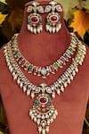 The House Of Aqua_Gold Plated Pearls, Stones Moissanite Layered Necklace Set _at_Aza_Fashions