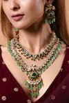 Buy_The House of Aqua_Gold Plated Pearls, Stones Moissanite And Polki Layered Necklace Set _at_Aza_Fashions