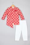 Buy_P & S Co_White Silk Embroidery Crest Jaal Sherwani And Pyjama Set _at_Aza_Fashions