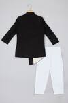 Shop_P & S Co_White Sherwani Scuba Solid Black Asymmetric Pleated Hem And Pyjama _at_Aza_Fashions
