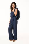 Buy_Terra Luna_Blue Linen Navy Solid Pant _Online_at_Aza_Fashions