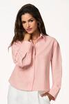 Buy_Terra Luna_Pink Cotton Sunrise High-low Stripe Shirt _at_Aza_Fashions