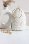 Buy_Boxwish By Bhumika_White Embroidery Floral Thread Clutch _at_Aza_Fashions