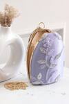 Shop_Boxwish By Bhumika_Purple Cut Work 3d Floral Applique Cutdana Clutch _Online_at_Aza_Fashions