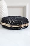 Buy_Boxwish By Bhumika_Black Sequins, Embroidery Flower Shaped Clutch _Online_at_Aza_Fashions