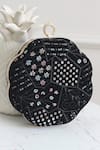 Buy_Boxwish By Bhumika_Black Sequins, Embroidery Flower Shaped Clutch _at_Aza_Fashions