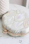Boxwish By Bhumika_White Thread Floral Embroidered Clutch _at_Aza_Fashions