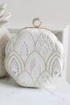 Shop_Boxwish By Bhumika_White Thread Floral Embroidered Clutch _at_Aza_Fashions