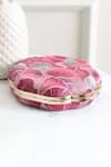 Boxwish By Bhumika_Pink Embroidery Floral Clutch _Online_at_Aza_Fashions