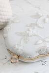 Boxwish By Bhumika_White Cut Work, Embroidery 3d Floral Applique Clutch _at_Aza_Fashions