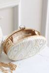 Shop_Boxwish By Bhumika_White Sequins, Embroidery Floral Clutch _at_Aza_Fashions