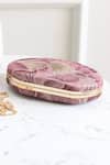 Shop_Boxwish By Bhumika_Pink Embroidery, Diamonds Floral Thread Clutch _Online_at_Aza_Fashions