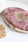 Boxwish By Bhumika_Pink Embroidery, Diamonds Floral Thread Clutch _at_Aza_Fashions