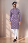 Buy_Arihant Rai Sinha_Purple Silk Sequins Bandhani Kurta Set _at_Aza_Fashions