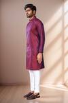 Shop_Arihant Rai Sinha_Magenta Jacquard, Silk Floral Woven Kurta Set _Online_at_Aza_Fashions