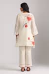Shop_Trendy tokari_Ivory Silk Chanderi Printed V Neck Floral Bird Kurta And Pant Set _at_Aza_Fashions