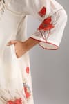 Trendy tokari_Ivory Silk Chanderi Printed V Neck Floral Bird Kurta And Pant Set _at_Aza_Fashions