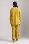 Shop_Trendy tokari_Yellow Silk Chanderi Printed Florette Mandarin Collar Shirt And Pant Set _at_Aza_Fashions