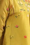 Trendy tokari_Yellow Silk Chanderi Printed Florette Round Kurta And Pant Set _at_Aza_Fashions