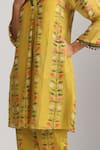 Shop_Trendy tokari_Yellow Silk Chanderi Printed Floral Stripe V Neck Kurta And Pant Set _Online_at_Aza_Fashions