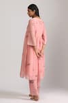 Shop_Trendy tokari_Pink Silk Chanderi Printed Floral V Neck Embroidered A-line Kurta Set _at_Aza_Fashions