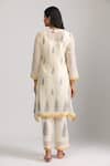 Shop_Trendy tokari_Ivory Silk, Chanderi Embroidery, Sequins V-neck Floral Leaf Kurta Set _at_Aza_Fashions