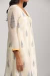 Shop_Trendy tokari_Ivory Silk, Chanderi Embroidery, Sequins V-neck Floral Leaf Kurta Set _Online_at_Aza_Fashions