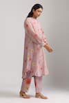 Buy_Trendy tokari_Purple Silk Chanderi Printed Botanical Band Collar Kurta Set _Online_at_Aza_Fashions