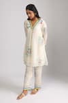 Buy_Trendy tokari_Ivory Silk, Chanderi Sequins V-neck Floral Printed Kurta Set _Online_at_Aza_Fashions