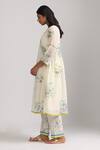 Buy_Trendy tokari_Ivory Silk Chanderi Printed Bloom V Neck Kurta Set _Online_at_Aza_Fashions