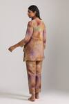 Shop_Trendy tokari_Purple Silk Chanderi Tie Dye V Neck Kurta Set With Pant _at_Aza_Fashions