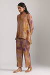 Buy_Trendy tokari_Purple Silk Chanderi Tie Dye V Neck Kurta Set With Pant _Online_at_Aza_Fashions