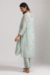 Shop_Trendy tokari_Blue Silk Chanderi Printed Florence V Neck Kurta Set _at_Aza_Fashions
