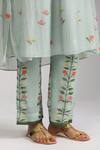 Trendy tokari_Blue Silk Chanderi Printed Florence V Neck Kurta Set _at_Aza_Fashions