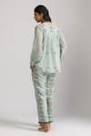 Shop_Trendy tokari_Blue Silk Chanderi Printed Florette Round Top And Pant Set _at_Aza_Fashions