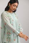 Buy_Trendy tokari_Blue Silk Chanderi Printed Florette Round Top And Pant Set _Online_at_Aza_Fashions
