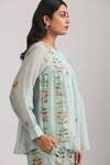 Shop_Trendy tokari_Blue Silk Chanderi Printed Florette Round Top And Pant Set _Online_at_Aza_Fashions