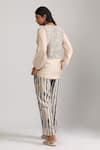 Shop_Trendy tokari_Beige Cotton Silk Printed Geometric V Neck Wrap Top And Pant Set _at_Aza_Fashions