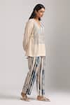 Shop_Trendy tokari_Beige Cotton Silk Printed Geometric V Neck Wrap Top And Pant Set _Online_at_Aza_Fashions