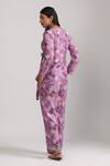 Shop_Trendy tokari_Purple Cotton Silk Printed Checkered V Neck Wrap Top And Pant Set _at_Aza_Fashions
