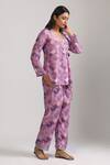 Buy_Trendy tokari_Purple Cotton Silk Printed Checkered V Neck Wrap Top And Pant Set _Online_at_Aza_Fashions