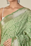 Buy_Naintara Bajaj_Green Viscose Floral Handblock Print Saree 