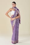 Naintara Bajaj Purple Viscose Abstract Floral Handblock Print Saree Online at Aza Fashions Naintara Bajaj_Purple Viscose Abstract Floral Handblock Print Saree_Online_at_Aza_Fashions
