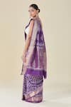 Shop Naintara Bajaj Purple Viscose Abstract Floral Handblock Print Saree at Aza Fashions Shop_Naintara Bajaj_Purple Viscose Abstract Floral Handblock Print Saree_at_Aza_Fashions