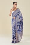 Buy_Naintara Bajaj_Blue Viscose Paisley Handblock Print Saree _at_Aza_Fashions