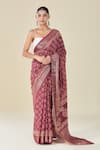 Buy Naintara Bajaj Wine Viscose Floral Butti Handblock Print Saree at Aza Fashions Buy_Naintara Bajaj_Wine Viscose Floral Butti Handblock Print Saree _at_Aza_Fashions
