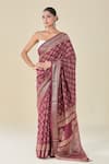 Naintara Bajaj Wine Viscose Floral Butti Handblock Print Saree Online at Aza Fashions Naintara Bajaj_Wine Viscose Floral Butti Handblock Print Saree _Online_at_Aza_Fashions