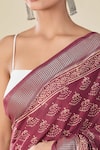 Buy Naintara Bajaj Wine Viscose Floral Butti Handblock Print Saree Buy_Naintara Bajaj_Wine Viscose Floral Butti Handblock Print Saree
