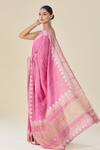 Shop_Samyukta Singhania_Purple Chanderi Woven Geometric Floral Vine Print Saree _at_Aza_Fashions